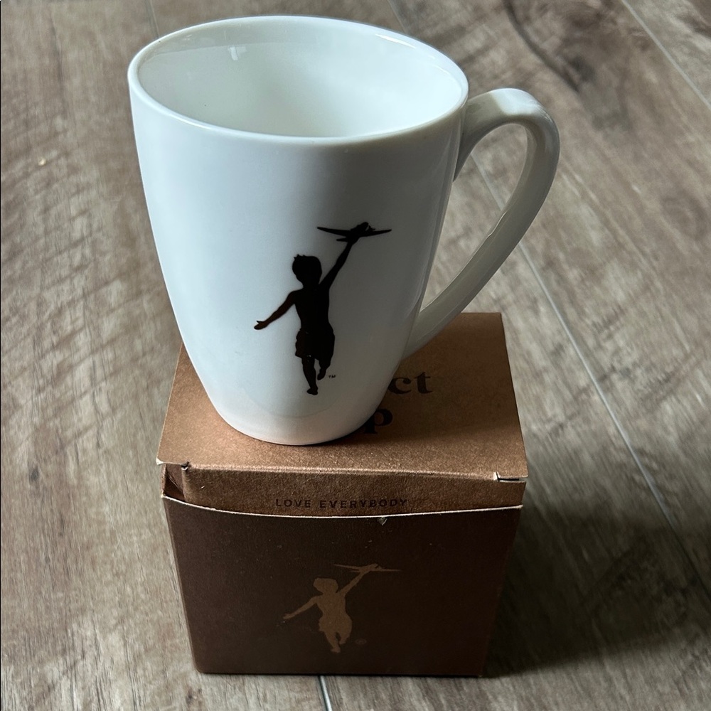 White Ceramic Mug with Black Silhouette Design
